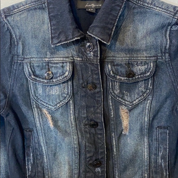F21 Upcycled Denim Jacket Hidden Pocket Like New! - Picture 3 of 8